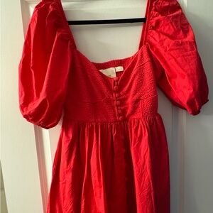 Anthropologie Red Puff Sleeve Kids Dress